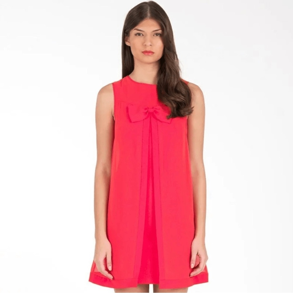 Ted Baker Josa Red Orange Tunic Shift Dress with a Chiffon Outer Layer size 2
